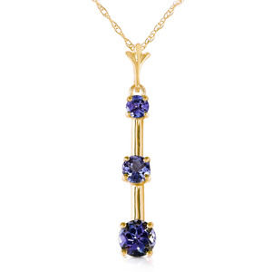 14K. SOLID GOLD NECKLACE WITH NATURAL TANZANITES (Yellow Gold)